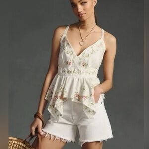 Anthropologie Embroidered Tank Top
